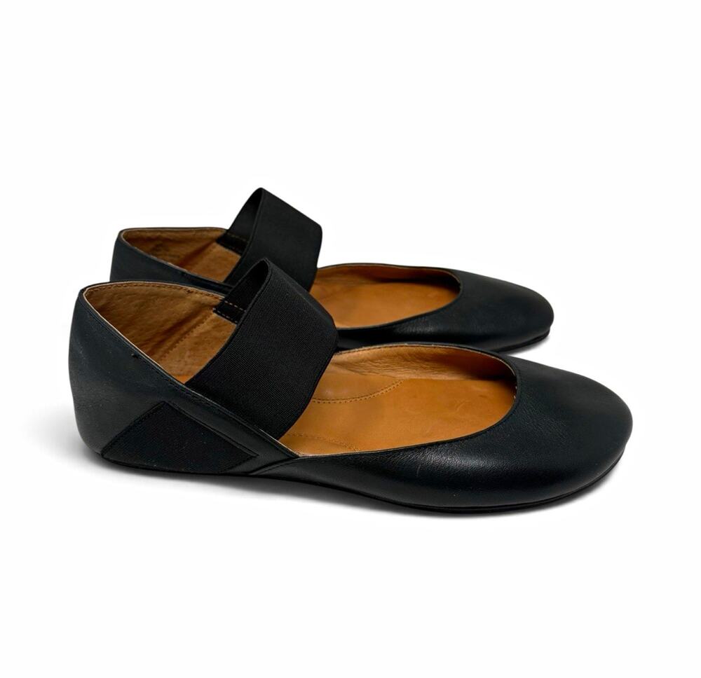 Gentle Souls Bridget Women's Black Leather Ballet Flats w/ Wide Strap US 7M